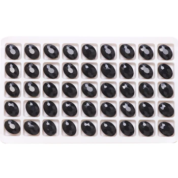 30pcs Natūralaus Akmens Karoliukai, Juodos 9x12mm Briaunuotas Stiklas Ovalo formos Karoliukai, Padengti Kristalų Papuošalai 