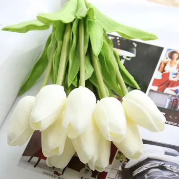 32cm PU Tulpės, Dirbtinės Gėlės Nekilnojamojo Touch Flores Artificiais Mini Tulpių Kalėdų Sode Vestuvių Dekoravimas Gėlėmis
