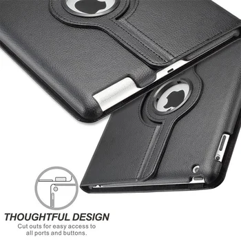 360 Laipsnių Besisukantis PU Odos Flip Cover Case For iPad Mini 1 2 3 Stovas Laikiklis Atvejų, Smart Tablet Atveju A1432 A1454 A1600 A1490
