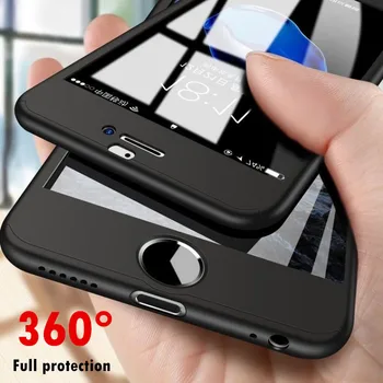 360 Laipsnių Telefono dėklas Skirtas iPhone 12 Mini 7 8 5 5S 6 6S Plus 11 SE Pro X XS XR MAX Su Stiklo Plėvelė, atsparus smūgiams apsauginis Dangtis