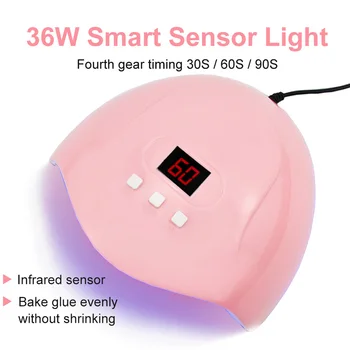 36W UV Lempos, Nagų Džiovintuvas 18 Led MINI USB Lempa Manikiūro LCD Ekranas Greitas Džiovinimas Visi Geliai Nagų lakas Nagų Dailės Priemonės