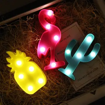 3D Animaciją Ananasų/Flamingo/Kaktusas Modeliavimo Naktį Šviesos diodų (LED) Lempos Mielas Apdailos Dovana