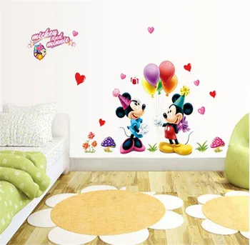 3D Animaciją Mickey Minnie Sienų Lipdukai Vaikų Kambario, Miegamojo Sienų Apdailai Princesė Kambarys Lipdukas