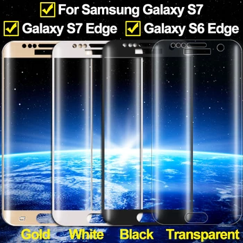 3D Apsauginis Stiklas ant Samsung s7edge Galaxy s 7 Stiklo s7 s6 krašto Screen Protector, Pilnas draudimas Saugos Apsauginės Plėvelės s6edge