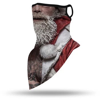 3D Atspausdintas Bandana Šalikas Moterims, Vyrams Kalėdų Vakarėlį Veido Kaukė Šalikas Lauko Lankelis Jojimo Kaukės Kalėdos Trikampis Šalikas Santa Claus