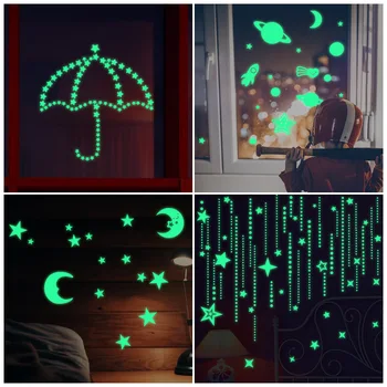 3D Burbulas Šviesos, Žvaigždės, Mėnulis Taškų Siena Lipdukas, vaikų kambario, miegamojo namų puošybai Švyti tamsoje 