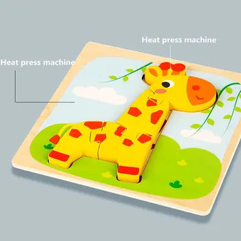 3D Dėlionės Animacinių filmų gyvūnų medinis žaislas mokymosi žaislai vaikams, Automobilių, Gyvūnų, žuvų rinkinys galvosūkiai Montessori švietimo žaislai