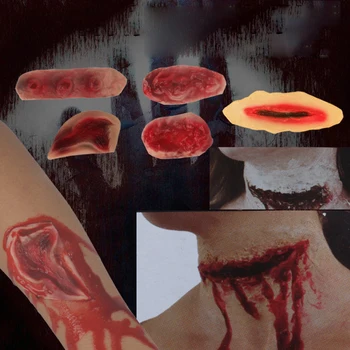 3D Helovinas Modeliavimas Randus Latec Tatuiruotės Netikrą Šašas Kruvinas Makiažas Žaizdos Baisu Kraujo Žalos Lipdukas Vandeniui Atostogų Dovanos