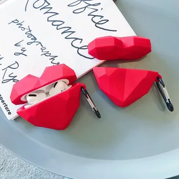 3D Meilė Širdies Silikono Ausinių Atveju Airpods Pro 