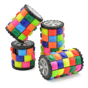 3D Pasukti Skaidrių Cilindrų Magic Cube Spalvinga Babilono Bokštas Įtempių Kubą Vaikams, Dėlionės, Žaislų, Vaikų, Suaugusiųjų Jutimo Žaislai