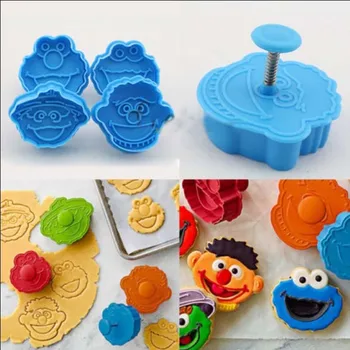 3D Sesame Street Elmo Cookie Cutter Sausainių Rankos Antspaudas Paspauskite Stūmoklį Cutter Pelėsių
