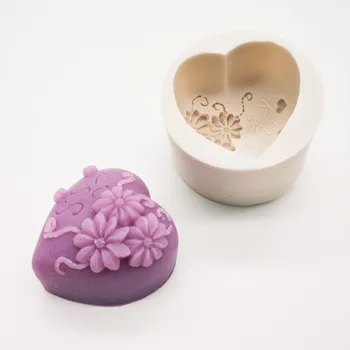 3D Silikono Muilo Pelėsių Širdies Meilės Rožių Gėlių, Šokolado Liejimo formos Žvakė Polimero Molis Formų Amatai 