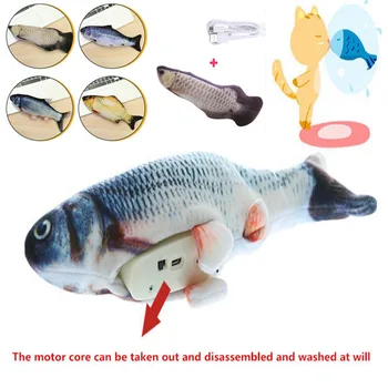 3D Žuvies Formos, Kačių Žaislas Interaktyvių Dovanos Žuvų Katžolių Žaislai Įdaryti Pagalvės, Lėlės, Imitavimo Žvejoti, Žaisti Žaislas Augintiniui USB Įkrovimas