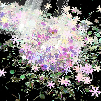 3g/Maišas Kalėdų Nagai Meno Blizgučiai 3D Holografinio Žiemos Mix Didelis Snaigės Starlights kurti Naujų Metų Nagų lako Priedai