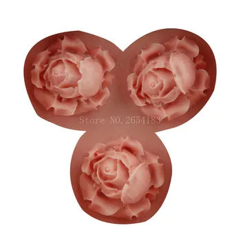 3hold 3D Gėlių, Rožių Valentino Pyragas Silikono Formos Minkštas Keksas Želė Saldainiai, Šokoladas Apdailos Kepimo Įrankis Formų FQ1779