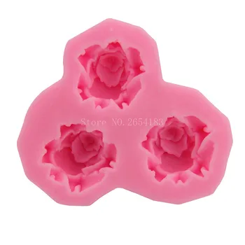 3hold 3D Gėlių, Rožių Valentino Pyragas Silikono Formos Minkštas Keksas Želė Saldainiai, Šokoladas Apdailos Kepimo Įrankis Formų FQ1779