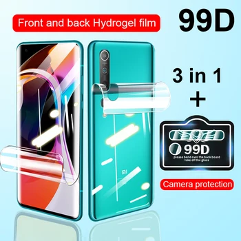 3IN1 Hidrogelio Kino Kameros Stiklo Xiaomi mi 10 9 8 Full Screen Protector For Xiaomi mi 9t A3 CC9E CC9 Pro 10 Pastaba Lite Filmas