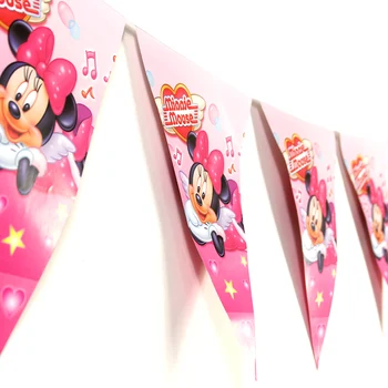 3M 12flags Animacinių filmų Minnie Mouse Temą Banner Vėliavos Vaikams Mergaitėms su Gimtadieniu Šalis Dekoro Baby Shower Šalies Prekių