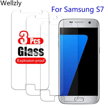 3Pcs Apsauginis Stiklas ant Samsung Galaxy S7 S 7 Grūdintas Stiklas Screen Protector For Samsung S7 G930F G930 Priekiniai Kino 9H