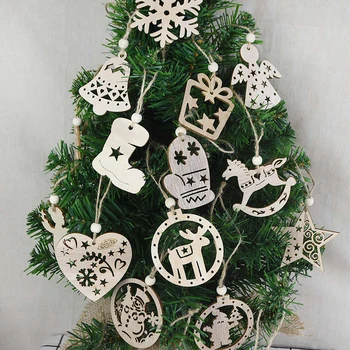 3PCS Kalėdų Dekoro Medinis Snaigės Medžio Briedžių angelas Formos Puošmenų Kabantys Papuošalai Kalėdų Eglutė Dovanų Dekoravimas
