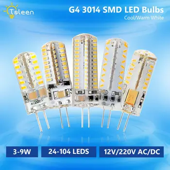 3W 5W G4 Kukurūzų Lemputės šviesos srautą galima reguliuoti Silikono LED Lempos 24 Led 48 Led SMD 3014 Energijos Taupymo Pakeisti Halogeninės 12V 220V Lempos