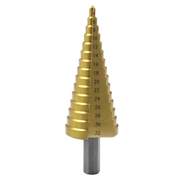 4-32mm Pagoda Formos HSS Trikampis Karka Pagoda Metalo, Plieno Žingsnis Gręžimo karūnos Gręžimo Skylės Kūgio Gręžimo Countersink Titano Bitų Rinkinys