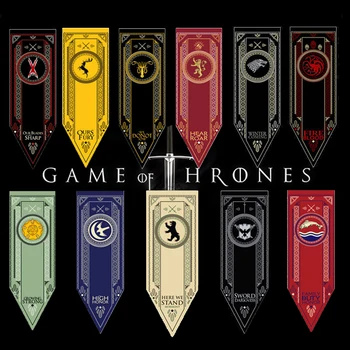 4 Dydžiai Namų Dekoro Vėliavos Banner Stark&Tully&Targaryen&Greyjoy&Lannister& Nigth Žiūrėti&Baratheon Reklama Baro Kabo Apdaila