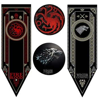 4 Dydžiai Namų Dekoro Vėliavos Banner Stark&Tully&Targaryen&Greyjoy&Lannister& Nigth Žiūrėti&Baratheon Reklama Baro Kabo Apdaila