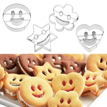 4 gabalas nerūdijančio plieno cookie cutter Sausainių pelėsių Minkštas pyragas pelėsių kepimo įrankiai