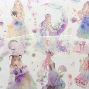 4 Lakštai / Pak Kūrybos 12 Žvaigždynas & Princesė Mergina Washi Popieriaus, Lipdukų Albumo Sąsiuvinis Dekoratyviniai Lipdukai Klijuoti Etiketės