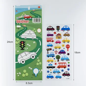 4 Lakštai/set Cartoon Automobilių, Sunkvežimių Transportavimo priemonės Lipdukai 3D Putos Burbulas Lipdukas Žaislas Vaikams Berniukų Kambarys Nešiojamas Apdaila