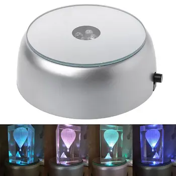 4 LED Apvalus Šviesos Žibintas Bazės Stovo Laikiklį Kokteilis Kristalų Stiklas Skaidrus Objektų Ekranas