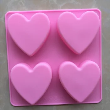 4 net širdies formos rankų darbo muilas pelėsių silikono formos meilės formos Tortas dekoravimo įrankiai
