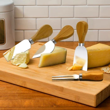 4 Sūrio Peilių Rinkinys Sūrio Peiliai Plieno, Nerūdijančio Sūrio Peilis Pjovimo Medienos Rankena Mini Peilis,Sviestas Peilis,Mentelė& ForK
