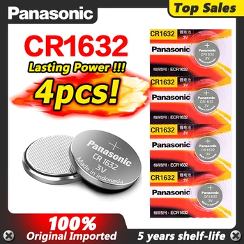 4 X originalios nauja baterija PANASONIC cr1632 3v mygtuką ląstelių monetos baterijas žiūrėti kompiuterį cr 1632 Tinka Žiūrėti