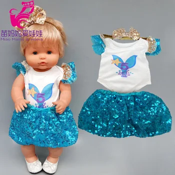 40cm lėlės Blizgančiais suknelė marškinėliai nustatyti 42cm Nenuco Ropa y su Hermanita 17 colių kūdikių lėlės drabužiai