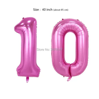 40inch numeris 10 11 12 13 14 15 balionas kids pink, blue 10 11 12 13 14 15 gimtadienio dekoracijas, skaitmeninis oro balionai