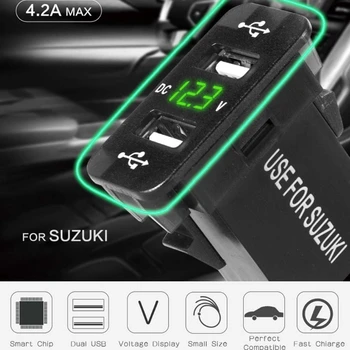 40x20mm 12V Dvigubas USB Automobilinis Įkroviklis LED Voltmeter Maitinimo Adapteris, Skirtas Suzuki, Toyota