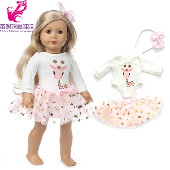 43cm Baby Doll pink giraffe nėrinių suknelė 18 Colių Amerikos OG mergina Lėlės drabužiai lankelis priedai