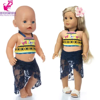 43cm naujas gimęs kūdikis lėlės drabužius vasarą, trumpas rompers 18 colių amerikos og mergina lėlės bikini marškinėliai basic