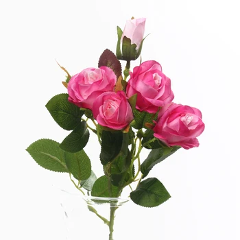 45cm Raudona Dirbtinio Šilko Rožės, Gėlių Puokštės, Vestuvių Nuotaka Namų Valdos Netikrą Gėlės Amatų Dirbtinių Rožių Žiedai