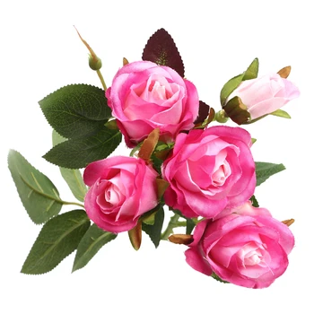 45cm Raudona Dirbtinio Šilko Rožės, Gėlių Puokštės, Vestuvių Nuotaka Namų Valdos Netikrą Gėlės Amatų Dirbtinių Rožių Žiedai