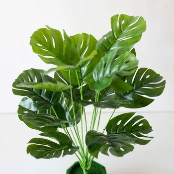 49cm Dirbtiniai Augalai Žalios Palmių Lapai Monstera Sode gyvenamojo Kambario, Miegamojo, Balkono Apdaila Atogrąžų Plastiko Padirbtų Augalų