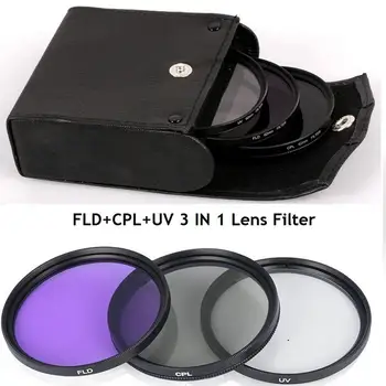 49MM 52MM 55MM 58MM 62MM 67MM 72MM 77MM 3 1. Objektyvas Filtro Rinkinys su maišeliu UV+CPL+FLD už Patranka už Nikon Sony vaizdo Kameros Objektyvas
