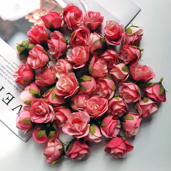 4CM Šilko Mini Rožės Dirbtinių Gėlių Galvos dėl Vestuvių Naujųjų Metų Dekoracija 