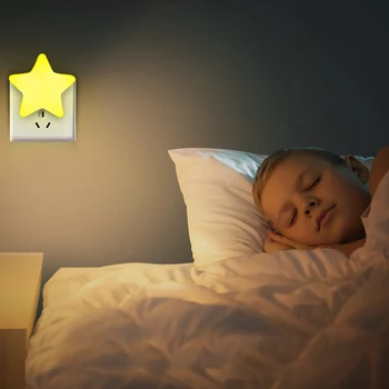 4Color LED Jutiklis Kontrolės Naktį Šviesos Mini Star LED Nakties Šviesos Su ES/JAV Kištukas tamsią Naktį Kūdikis Miega Šviesos Naktinės Lempos