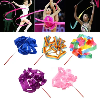 4M Spalvinga Gimnastikos Baleto Šokių Tvirlingas Juostelės Lazdele Streamer Stick Baton Šokėja Žaislai, Lauko Žaidimų, Vaikams, Vaikų, Mergaičių