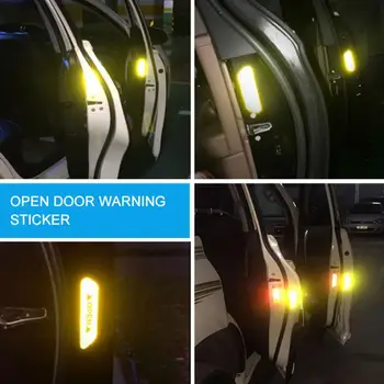 4Pcs ATIDARYTI Automobilio šviesą Atspindinčios Juostos Įspėjimo Lipdukai Durų Atidarymo Patarimai Anti-susidūrimo Saugos Lipdukai Dekoratyviniai Auto Įspėjimo Ženklas