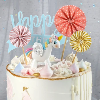 4Pcs/daug Mini Popieriaus Ventiliatorius Tortas Topper Cupcake Rėžtuvės Vaikams Gimtadienio Baby Shower Pyragas Apdaila Šaligatvio Vestuvių Naudai Prekes