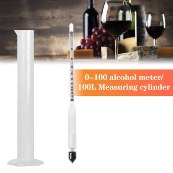 4pcs Hydrometer Alcoholmeter Nustatyti nuo 0 Iki Alkoholio Matuoklis Testeris+Termometras Vyno Metrų Senovinių Alkoholio Koncentracijos Matuoklis Įrankis